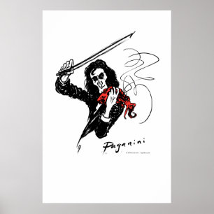 Poster Paganini en violon rouge