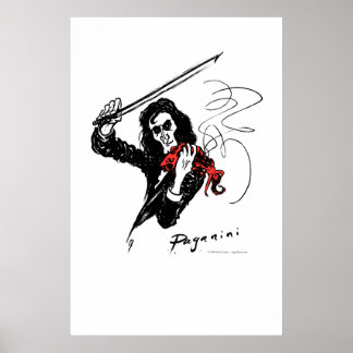 Poster Paganini en violon rouge