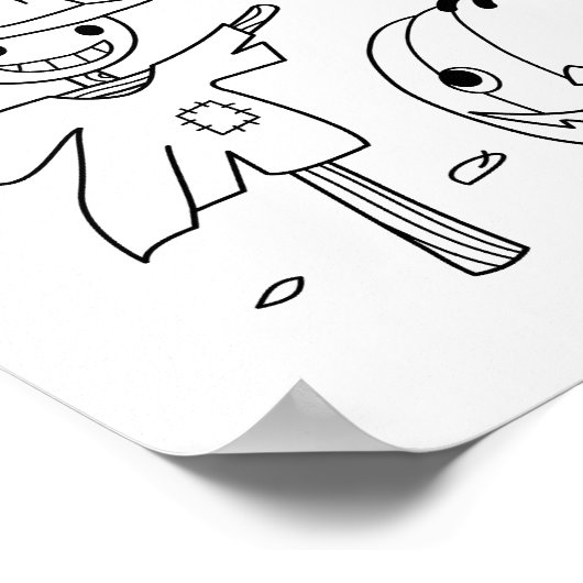 Poster Page Citrouilles d'Halloween et couleur d'Écarcre (Coin)