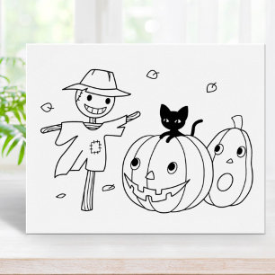 Poster Page Citrouilles d'Halloween et couleur d'Écarcre