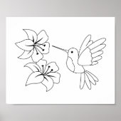 Poster Page Coloriage des colibris et des fleurs (Devant)