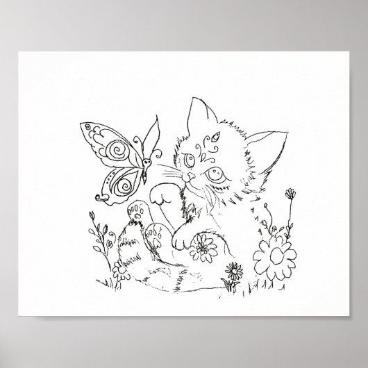 Poster Page couleur chaton d'art populaire hispanique (Devant)