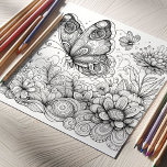 Poster Page Couleur Papillon enchantée<br><div class="desc">Transformez votre espace en une toile de calme et de créativité avec notre affiche de coloriage papillon, délicatement soulignée en noir et blanc. Cette affiche interactive vous invitation à donner vie à l'élégance sereine d'un papillon solitaire avec des crayons de couleur, des crayons ou des marqueurs. Assurez-vous de commander le...</div>