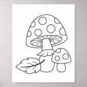 Poster Page de coloration des champignons de tabouret (Devant)