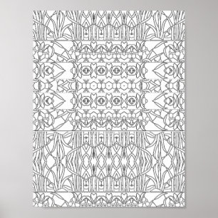 Poster Page de coloriage à motif de bordure florale Art N