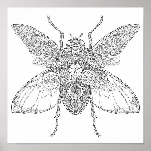 Poster Page de coloriage adulte complexe : Insecte Steamp (Devant)