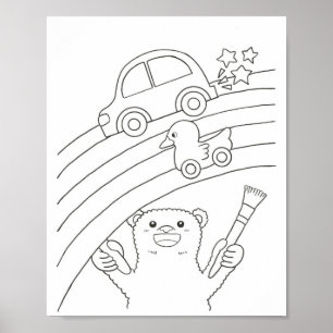 Poster Page de coloriage arc-en-ciel d'ours polaire téléc