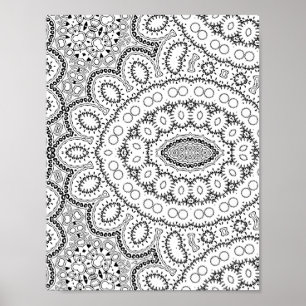 Poster Page de coloriage complexe à motif organique group