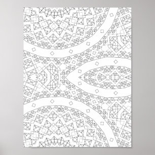 Poster Page de coloriage d'art à motif géométrique à traj