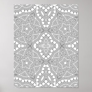 Poster Page de coloriage d'art à motif mandala étoile com