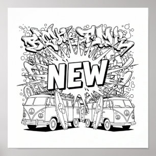 Poster Page de coloriage d'art en ligne propre : VW Signe