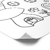 Poster Page de coloriage de champignons de fée Whimsical (Coin)