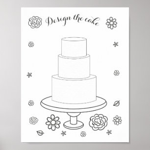 Poster Page de coloriage de gâteau de mariage illustré