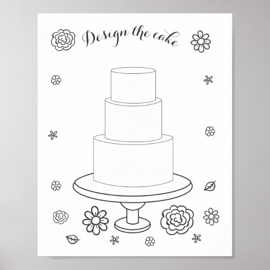 Poster Page de coloriage de gâteau de mariage illustré (Devant)