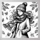 Poster Page de coloriage de l'affiche d'automne (Devant)
