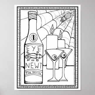 Poster Page de coloriage de l'oeil d'Halloween des nouvea