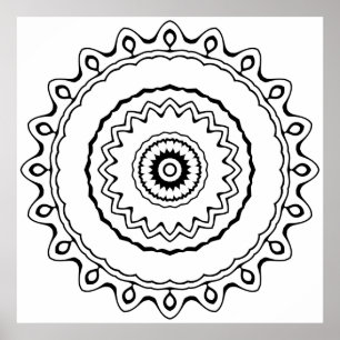Poster Page de coloriage de mandala à anneau simple pour