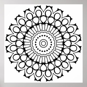 Poster Page de coloriage de mandala à pétale gras Motif f