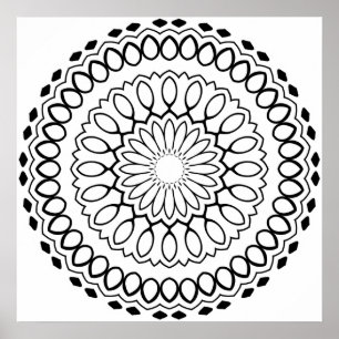 Poster Page de coloriage de mandala à pétales floraux ave
