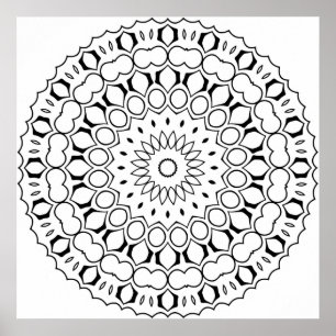 Poster Page de coloriage de mandala circulaire facile ave
