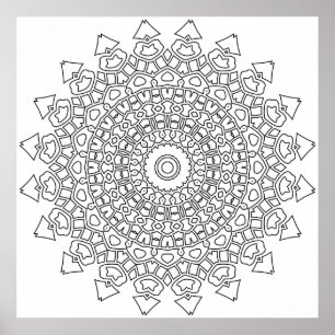 Poster Page de coloriage de mandala complexe avec détails