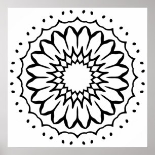 Poster Page de coloriage de mandala de fleurs faciles ave