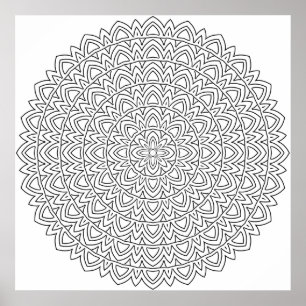 Poster Page de coloriage de mandala en couches avec des a