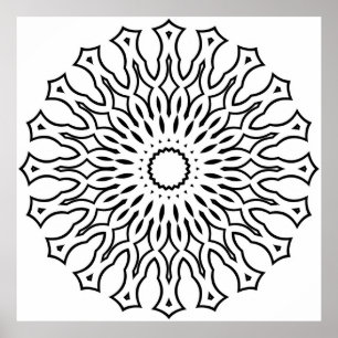Poster Page de coloriage de mandala floral avec des couch
