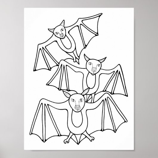 Poster Page de coloriage des chauves-souris Halloween (Devant)