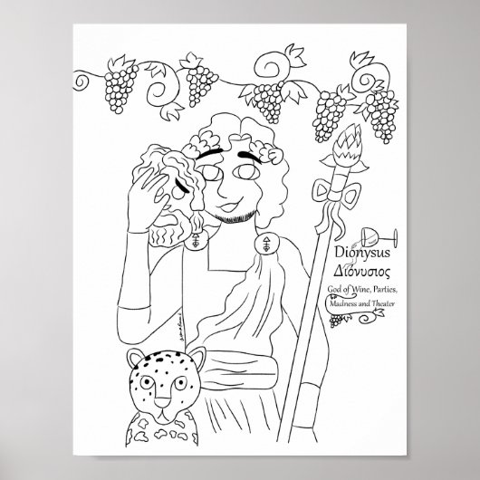 Poster Page de coloriage Dionysus Imprimer (Devant)
