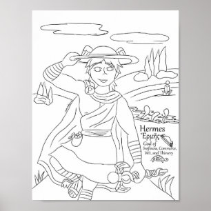 Poster Page de coloriage Hermes
