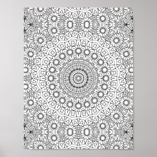 Poster Page de coloriage mandala Daisy Ring avec détails 