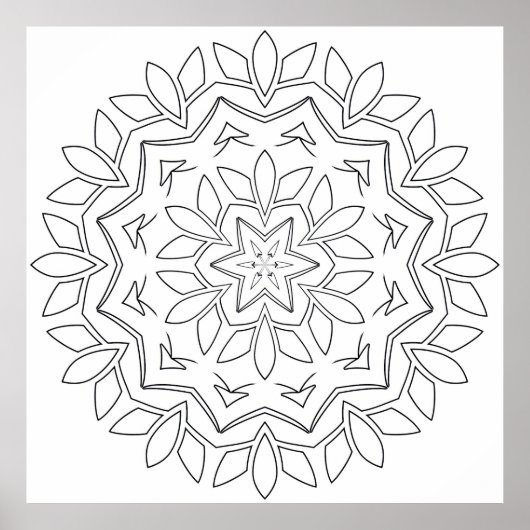 Poster Page de coloriage mandala étoile de feuille, modèl (Devant)