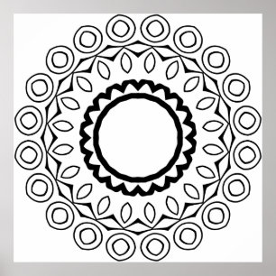 Poster Page de coloriage Mandala facile motif de cercle g