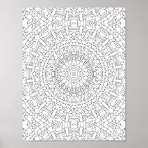 Page de coloriage mandala kaléidoscope complexe