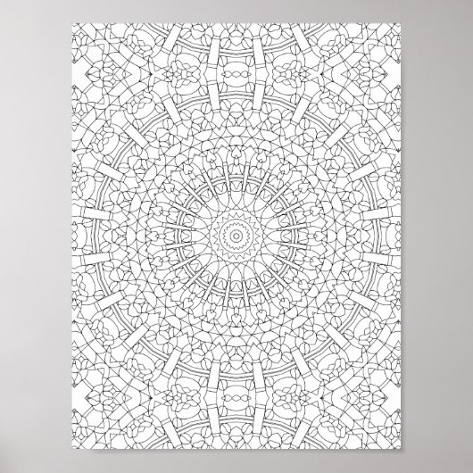 Poster Page de coloriage mandala kaléidoscope complexe (Devant)