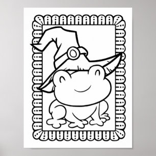 Poster Page de coloriage souriante de la grenouille d'Hal