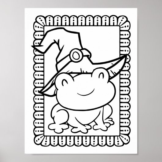 Poster Page de coloriage souriante de la grenouille d'Hal (Devant)
