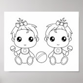 Poster Page de coloriage Twins Baby Girls (Devant)
