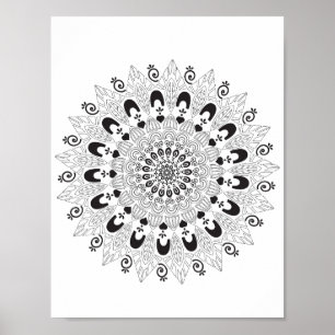 Poster Page de couleur de conception de fleurs Mandala