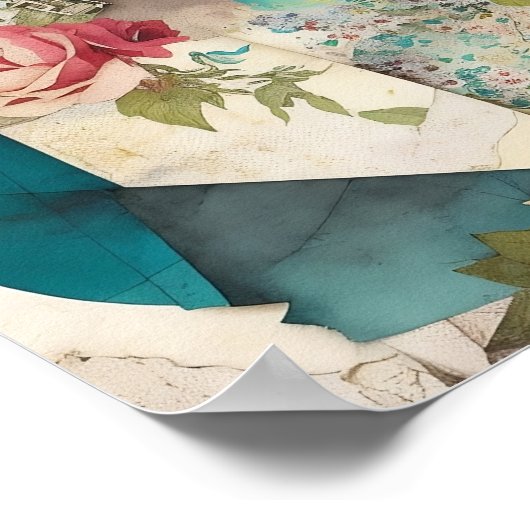 Poster Page de découpage du collage de la face florale (Coin)