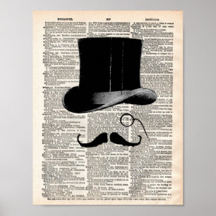 Poster Page de dictionnaire vintage avec chapeau supérieu