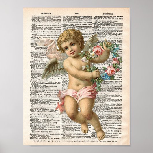 Poster Page de dictionnaire vintage avec cherub (Devant)