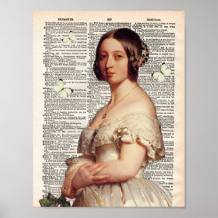 Poster Page de dictionnaire vintage et Queen Victoria