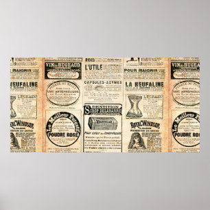 Poster Page de journal avec publicité - Vintage engrave