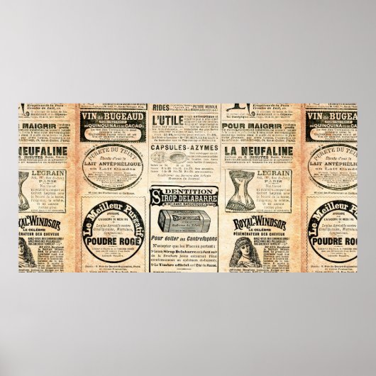 Poster Page de journal avec publicité - Vintage engrave (Devant)