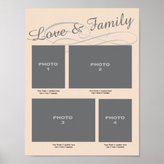 Poster Page de photos commémoratives Amour et famille