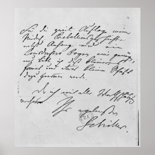 Poster Page de texte avec sa signature (Devant)