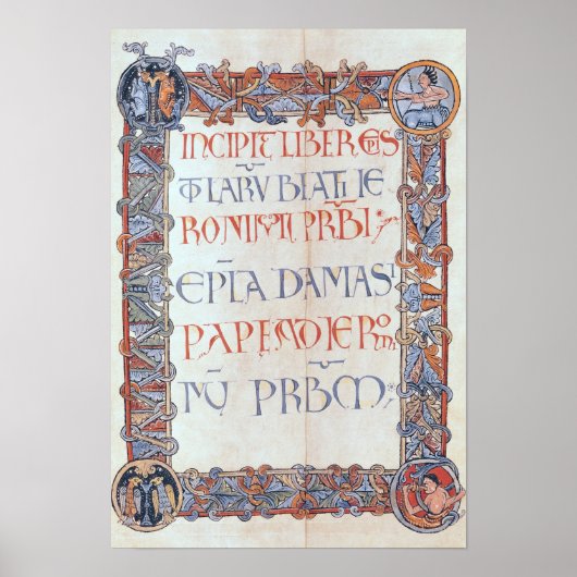 Poster Page de texte avec une bordure florifiée (Devant)