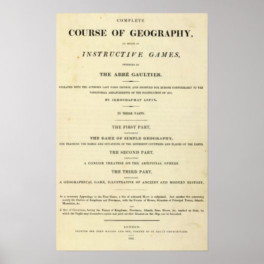 Poster Page de titre Cours complet de géographie (Devant)